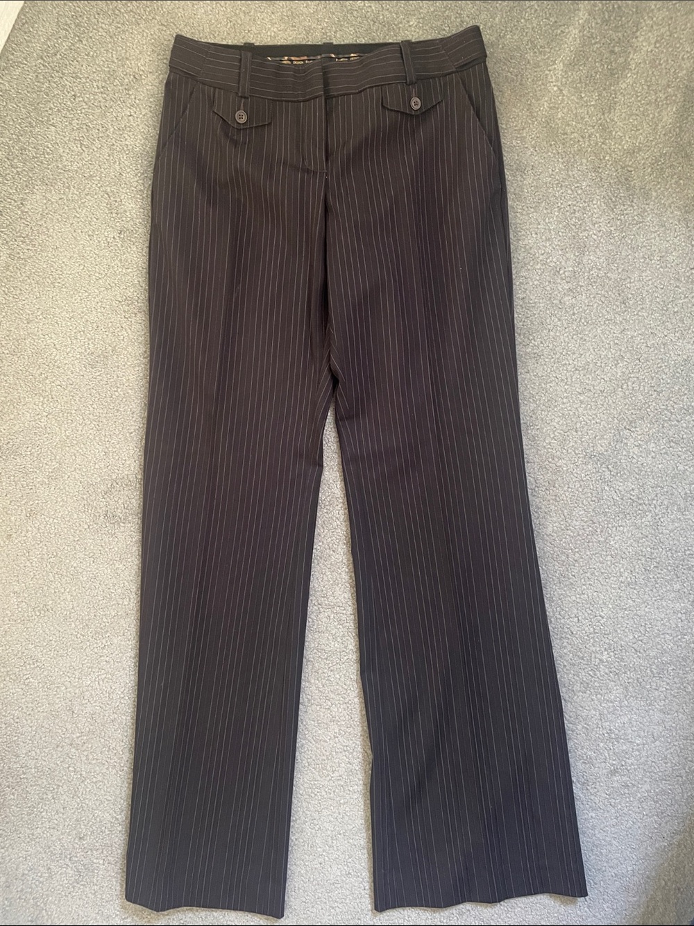Express Editor Brown Pinstripe Pants with Leopard Lining